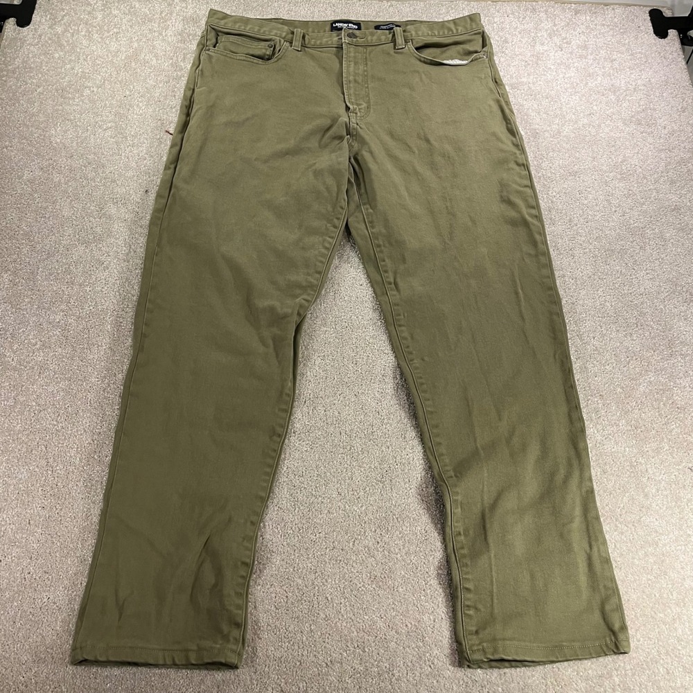 Lands End Square Rigger Pants Mens 38 Green Traditional Fit Twill Workwear